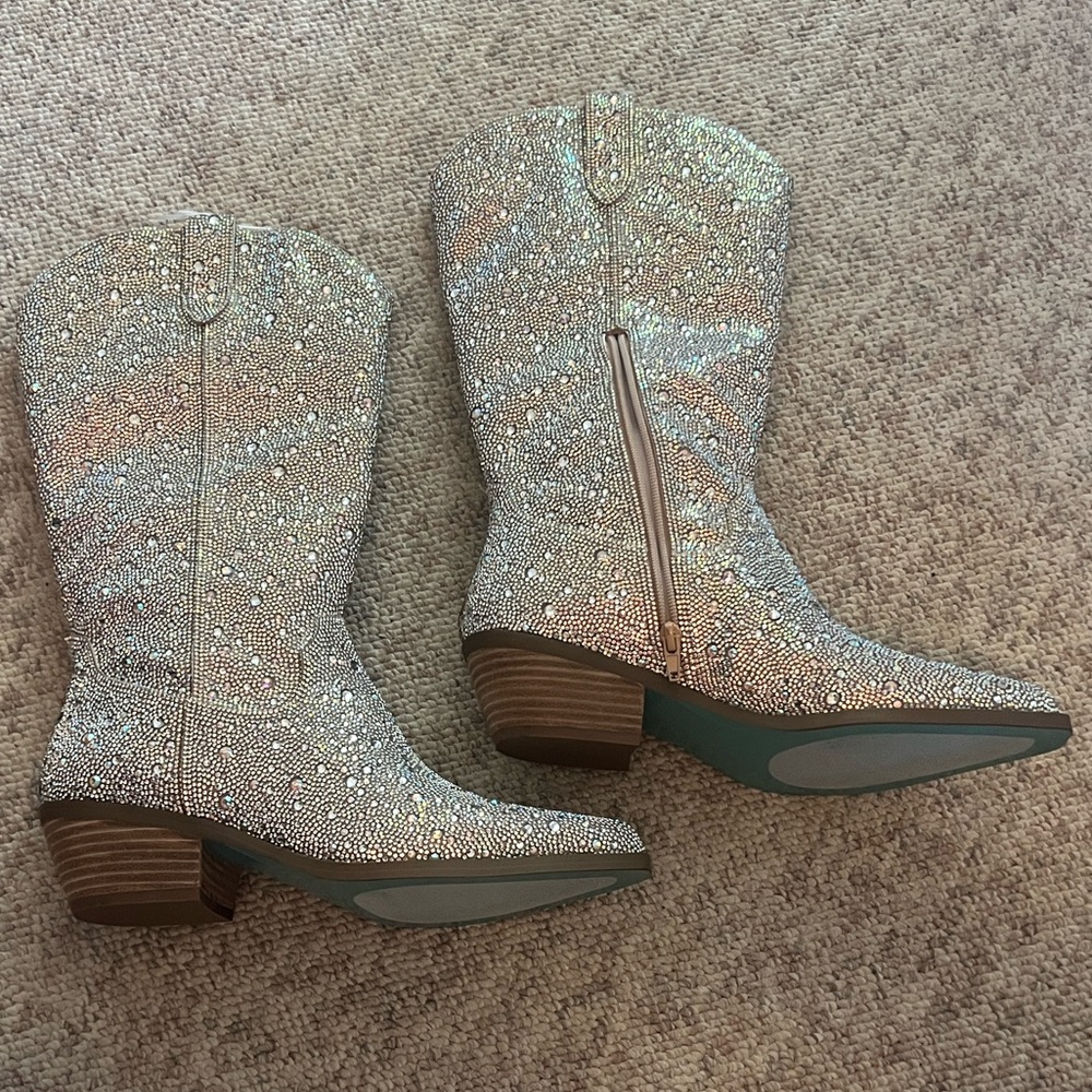 Betsey Johnson SB-Dalas Rhinestone Heeled Boots